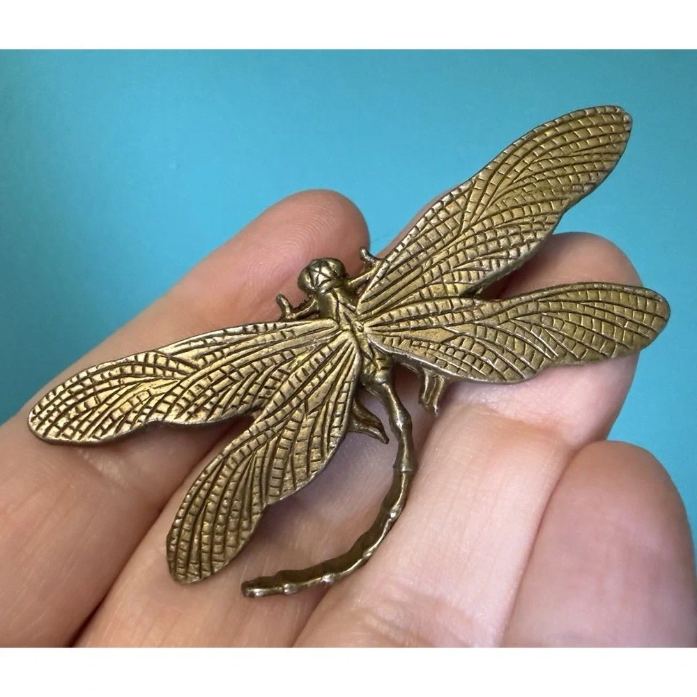 Vintage Brass Dragonfly Brooch Large 3